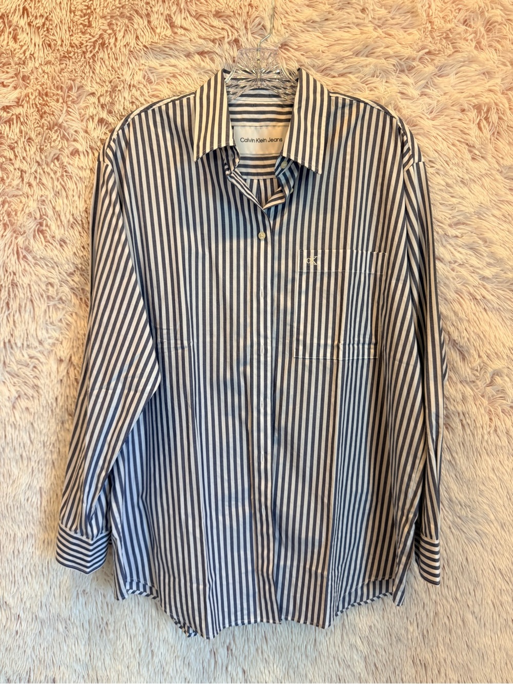Calvin Klein Jeans Blue & White Stripe Button-Up Shirt or Dress